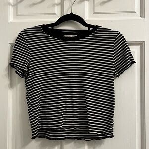 Black and white striped crop top